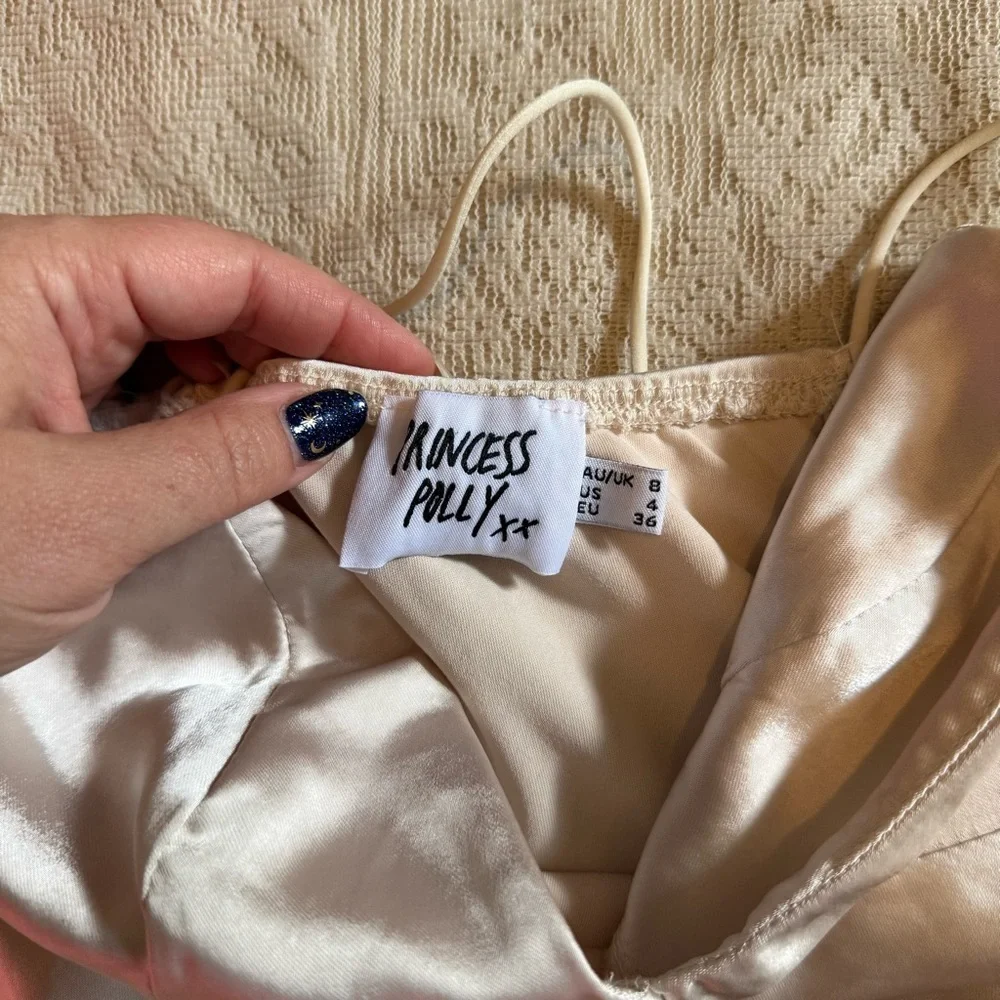Princes Polly Stargazing satiny champagne slip dress - Picture 4 of 11